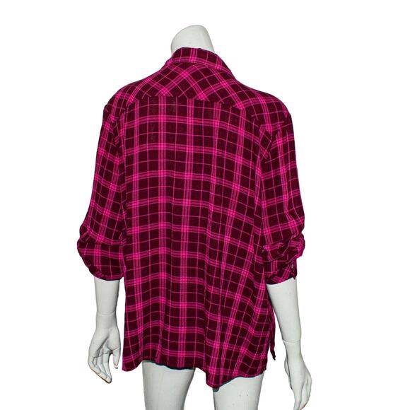 HATCH Maternity Size 3 BOYFRIEND Shirt Port Carmine Plaid - Picture 5 of 8